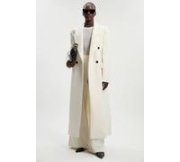 Karen Millen Women's Petite Brushed Wool Oversized Double Breasted Tailored Maxi Coat in Ivory | Size: 8