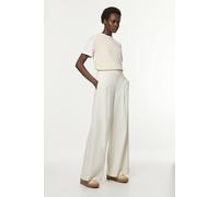 Karen Millen Women's Petite Compact Stretch Essential Wide Leg Tailored Trouser in Ivory | Size: 4