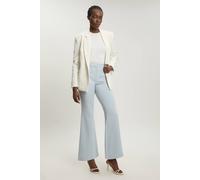 Karen Millen Women's Petite Compact Stretch Pocket Straight Leg Trousers in Dusty Blue | Size: 4