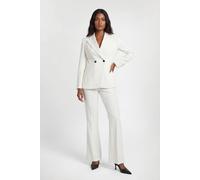 Karen Millen Women's Petite Compact Stretch Satin Side Tailored Straight Leg Trouser in Ivory | Size: 4