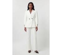 Karen Millen Women's Petite Compact Stretch Sculpted Waist Tailored Blazer in Ivory | Size: 4
