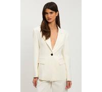 Karen Millen Women's Petite Compact Stretch Single Breasted Tailored Blazer in Ivory | Size: 4