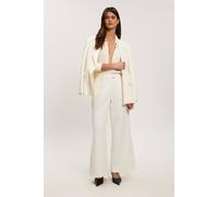 Karen Millen Women's Petite Compact Stretch Straight Leg Tailored Trousers in Ivory | Size: 4