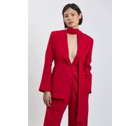 Karen Millen Women's Petite Compact Stretch Viscose Tie Neck Tailored Blazer in Red | Size: 4