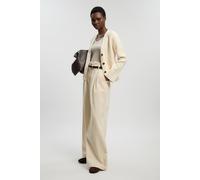 Karen Millen Women's Petite Cotton Knitted Button Cardigan Sweater in Cream | Size: Medium