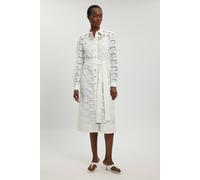 Karen Millen Women's Petite Cutwork Cotton Collared Woven Shirt Dress in Ivory | Size: 8