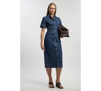 Karen Millen Women's Petite Denim Printed Midi Dress in Blue | Size: 6