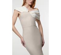 Karen Millen Women's Petite Figure Form Bandage Asymmetric Strap Midi Dress in Neutral | Size: Large
