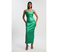 Karen Millen Women's Petite Foil Metallic Figure Form Strappy Knit Maxi Dress in Green | Size: 10