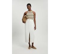 Karen Millen Women's Petite Forever Denim 5 Pocket Midi Pencil Skirt in Cream | Size: 14