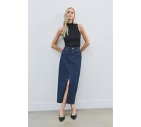 Karen Millen Women's Petite Forever Denim 5 Pocket Midi Pencil Skirt in Indigo | Size: 8