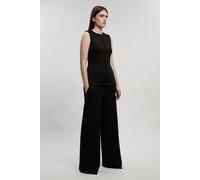 Karen Millen Women's Petite Forever Ponte Wide Leg Trouser in Black | Size: Medium