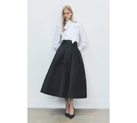 Karen Millen Women's Petite Forever Twill Woven Prom Maxi Skirt in Black | Size: 12