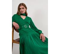 Karen Millen Women's Petite Jersey Ponte Georgette Mix Midi Dress in Bright Green | Size: Medium