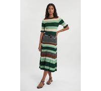 Karen Millen Women's Petite Knit Jacquard Stripe Detail Short Sleeve Midi Dress | Size: Medium