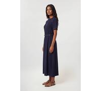Karen Millen Women's Petite Premium Viscose Linen Woven Midi Dress With Stud Detail in Navy | Size: 16