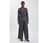 Karen Millen Women's Petite Stripe Wide Leg Tailored Trouser | Size: 4