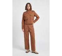 Karen Millen Women's Petite Tailored Military Cotton Stripe Straight Leg Trouser in Rust | Size: 8