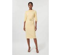 Karen Millen Women's Petite Tailored Roll Neck Pencil Midi Dress in Yellow | Size: 12