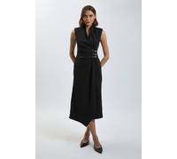 Karen Millen Women's Petite Trim Tailored Midi Pencil Dress in Black | Size: 16