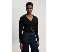 Karen Millen Women's Petite Viscose Blend Popper Detail Knit Collared Cardigan Sweater in Black | Size: XS