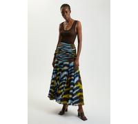 Karen Millen Women's Petite Viscose Georgette Animal Print Drop Hem Woven Maxi Skirt | Size: 4