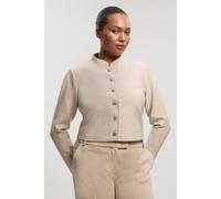 Karen Millen Women's Plus Size Figure Form Bandage Cropped Button Up Knit Jacket in Stone | Size: 22