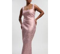 Karen Millen Women's Plus Size Foil Metallic Figure Form Bandage Strappy Knit Maxi Dress in Blush | Size: XL