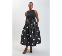 Karen Millen Women's Plus Size Spot Woven Twill Prom Skirt in Mono | Size: 20