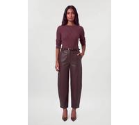 Karen Millen Women's Pointelle Knit Panelled Long Sleeve Top in Chocolate | Size: XS