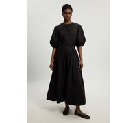 Karen Millen Women's Poplin Belted Midi Dress in Black | Size: 14