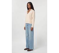 Karen Millen Women's Premium Luxe V Neck Sweatshirt in Cream | Size: XS