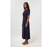 Karen Millen Women's Premium Viscose Linen Woven Midi Dress With Stud Detail in Navy | Size: 6