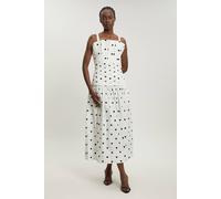 Karen Millen Women's Printed Poplin Pleated Midi Dress in Mono | Size: 12
