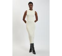 Karen Millen Women's Rib Knitted Crew Neck Midi Dress in Ivory | Size: Medium