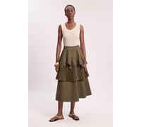 Karen Millen Women's Ruffled Maxi Skirt in Khaki | Size: 10