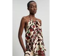 Karen Millen Women's Satin Viscose Geo Print Halterneck Top | Size: 16
