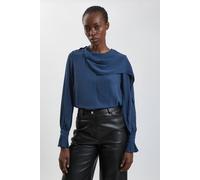 Karen Millen Women's Scarf Detail Woven Viscose Blouse in Navy | Size: 8