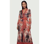 Karen Millen Women's Scarf Mirrored Print Cotton Voile Beach Maxi Dress in Red | Size: XS