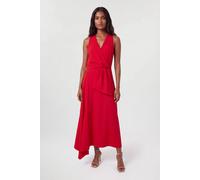 Karen Millen Women's Soft Tailored Drape Midi Dress in Red | Size: 6