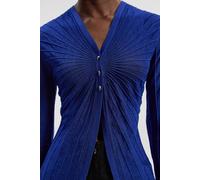 Karen Millen Women's Sparkle Metallic Knitted Fitted Cardigan Sweater in Navy | Size: XS