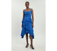 Karen Millen Women's Strappy Pleated Maxi Dress in Cobalt | Size: 12