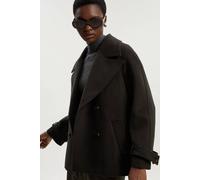 Karen Millen Women's Tailored Brushed Wool Double Breasted Short Pea Coat in Charcoal | Size: 10
