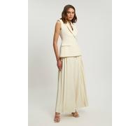 Karen Millen Women's Tailored Crepe Asymmetric Pleat Wide Leg Jumpsuit in Ivory | Size: 8
