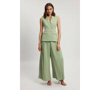Karen Millen Women's Tailored Crepe Asymmetric Pleat Wide Leg Jumpsuit in Sage | Size: 6