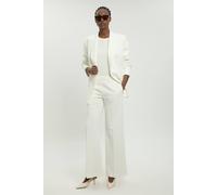 Karen Millen Women's Tailored Double Breasted Ruched Sleeve Blazer in Ivory | Size: 18