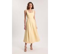 Karen Millen Women's Tailored Full Skirt Midi Dress in Yellow | Size: 12
