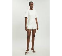 Karen Millen Women's Tailored Linen Gold Button Detail Playsuit in Ivory | Size: 6