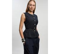 Karen Millen Women's Tailored Pinstripe Belted Peplum Jacket in Black | Size: 14