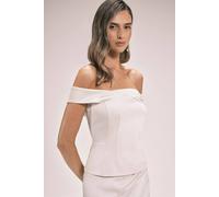 Karen Millen Women's Tailored Satin Bodice Top in Ivory | Size: 8